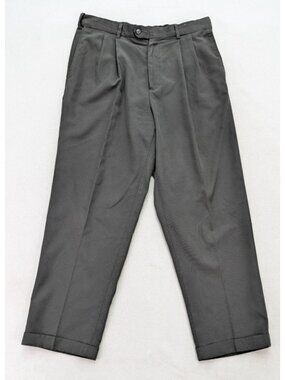 Croft & Barrow Men's Dress Pants Size 34x29 Gray Houndstooth Plaid Cuffed FLAWS